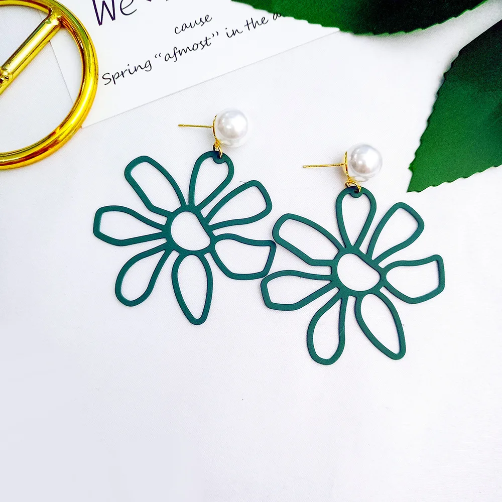 Простые зеленые серьги-капли для женщин, листья и цветы, геометрическая форма, модные серьги, Изысканные милые длинные серьги-капли - Окраска металла: 12