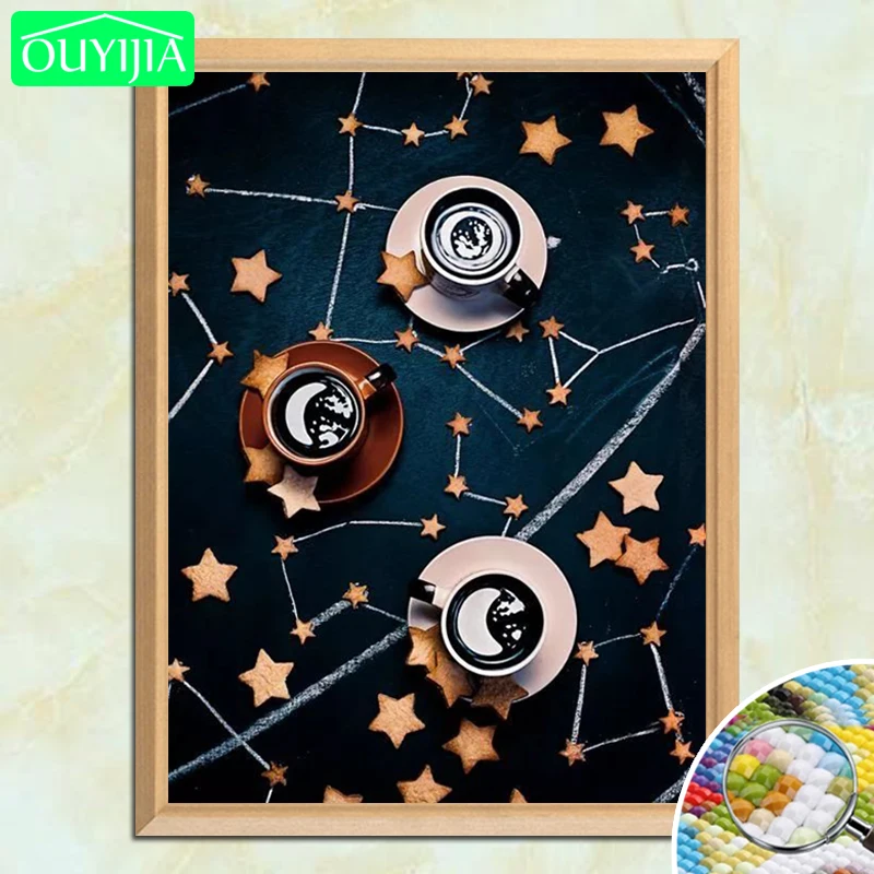 OUYIJIA 5D DIY Алмазная картина &quotКофейная Луна и звезда&quot полностью квадратная