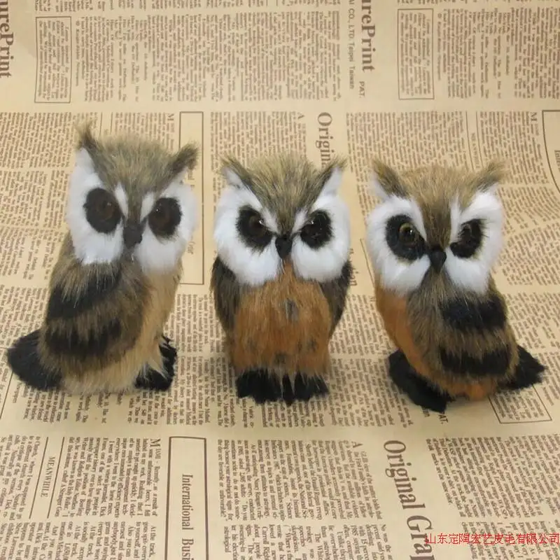 

3 pieces a set cute simulation owl toys plastic&fur small owl models gift about 8x6x10cm a4