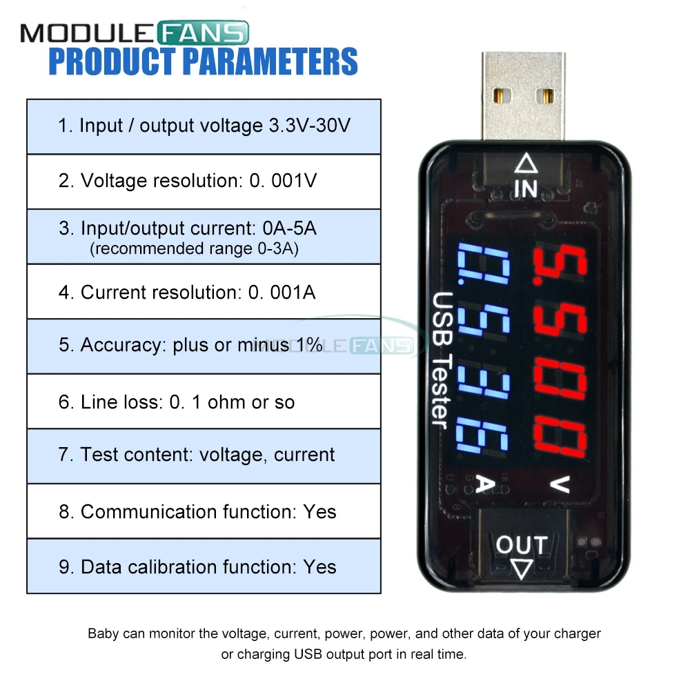 3 В 30 в мини USB красный синий 4 бита цифровой трубчатый Вольтметр Амперметр