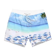 Летние шорты модные пляжные плата серии шорты с принтом синие морские Бермуды мужские дышащие шорты размер S-3XL