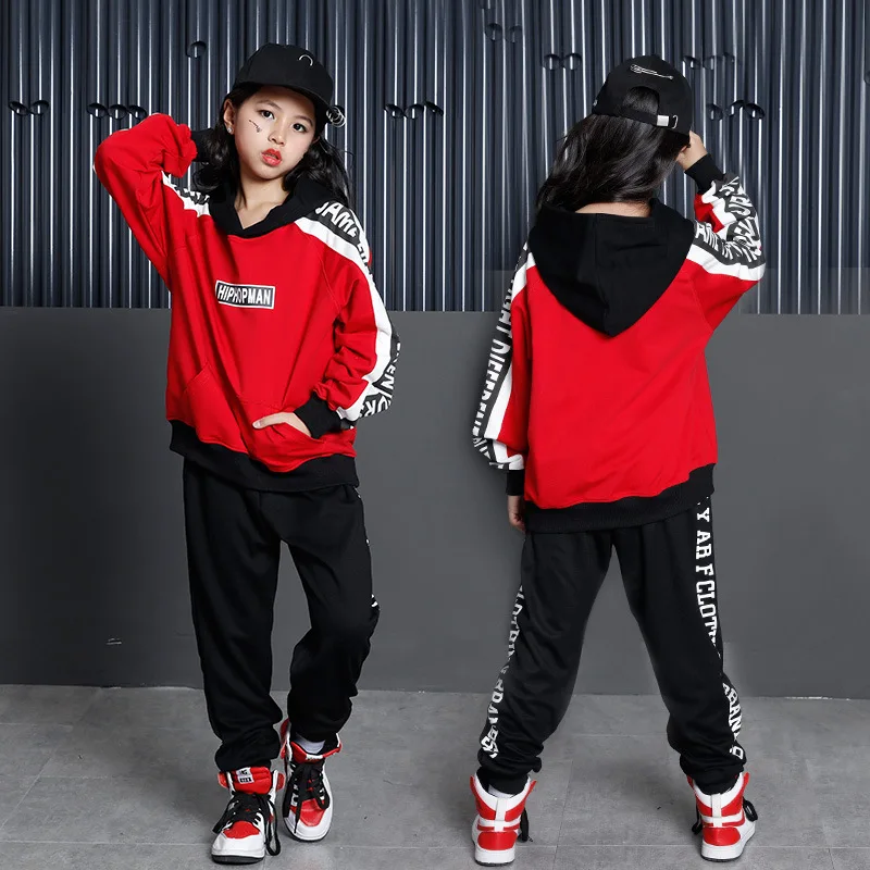 

Girls Boys Hip Hop Costume For Kids Ballroom Dance Competition Clothes Cool Hoodies Clothing Jazz Dancing Cloth Wear Dancewear