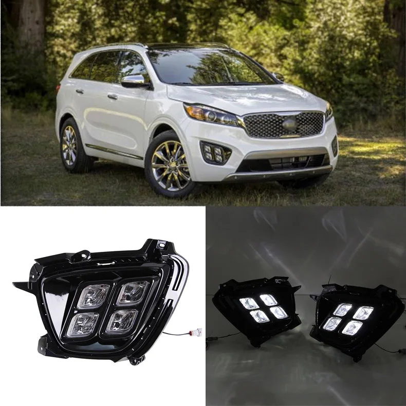 Brand New Updated LED Daytime Running Lights DRL With Black Fog Light