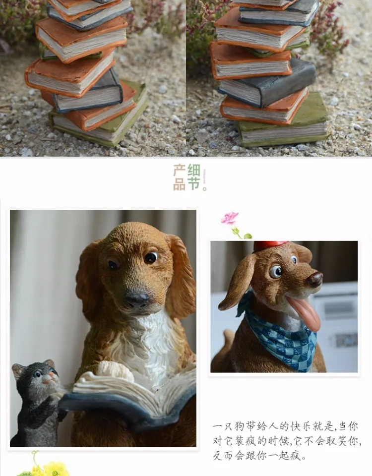 Милые статуи собаки коллекция фигурки животных из смолы куклы домашний сад украшения микро Пейзаж орнамент креативный подарок ремесло