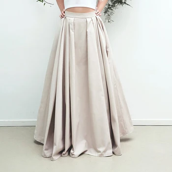 

Fashion A Line Women Skirt High Quality Satin Skirt Custom Made Pleat Floor Length Skirt Casual Custom Made Any Color In Free