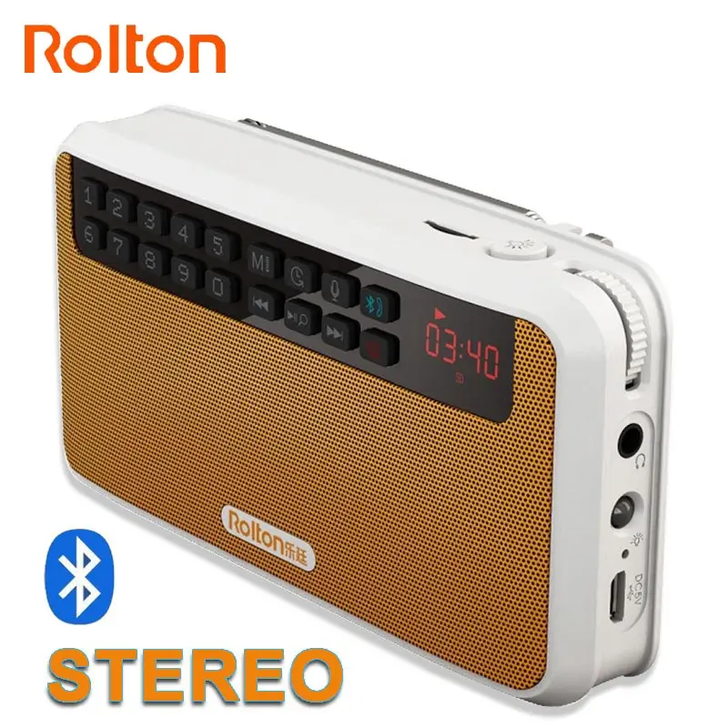 

Rolton E500 Wireless Bluetooth Speaker Mini 2.1 HIFI Stereo Subwoofer speaker Support TF Card/FM/hands Free With LED Flashlight