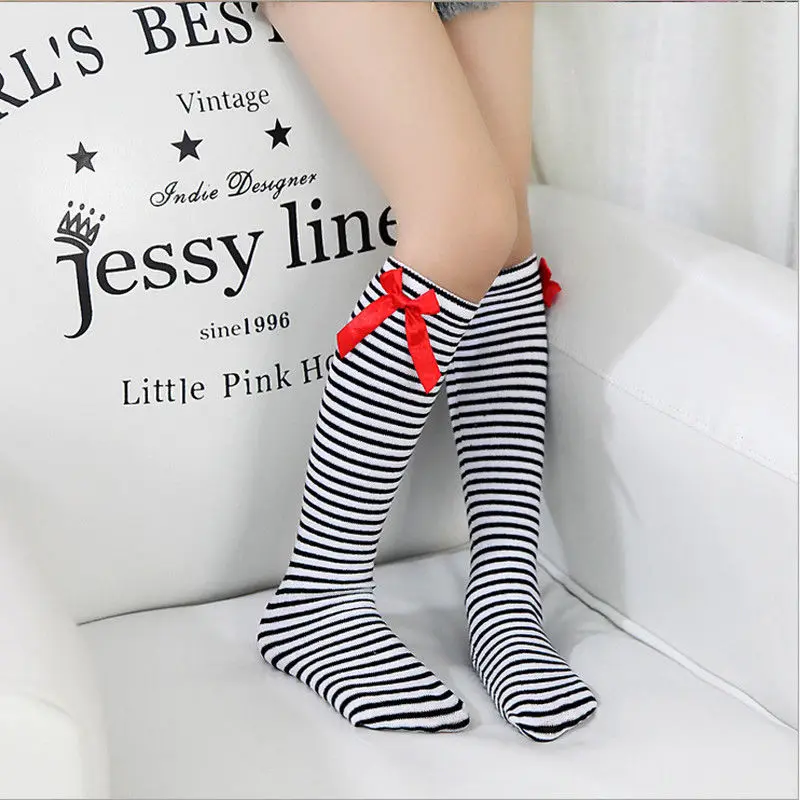 

Emmababy New Cute Baby Girl Toddler Kids Knee High Length Cotton Socks Bow Lace Frill 1-8Years