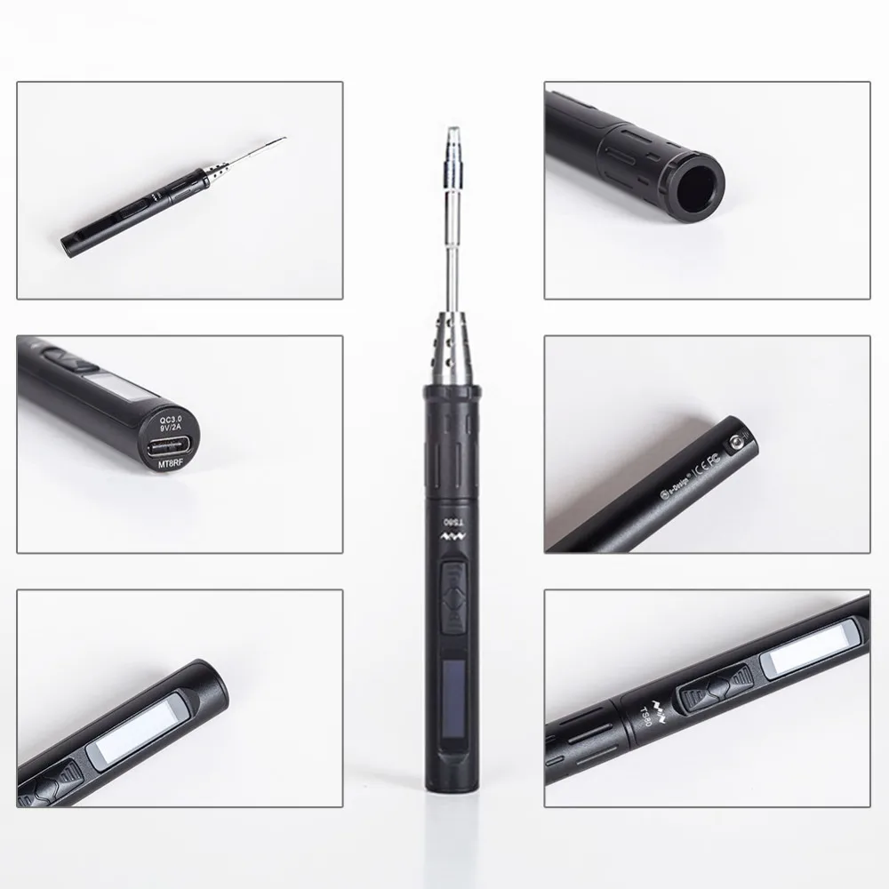 Mini TS80 Portable Electric Soldering Iron Adjustable Temperature Digital Solder Station OLED Display USB Type C Power Jack Mini TS80 Portable Electric Soldering Iron Adjustable Temperature Digital Solder Station OLED Display USB Type C Power Jack