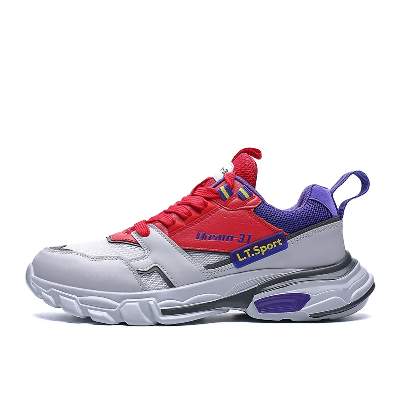 Лидер продаж на открытом воздухе удобная спортивная обувь для бега для Для мужчин спортивная, с дышащей сеткой кроссовки Для мужчин Спортивная обувь; кроссовки для прогулок; - Цвет: Красный