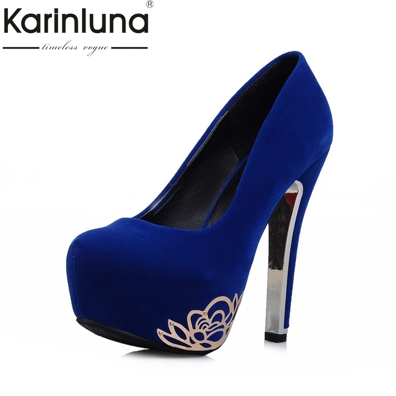 

Karinluna Fashion Large Size 33-42 Women's 2018 Platform Women Shoes Woman Super Thin High Heels Slip On Round Toe Woman Pumps