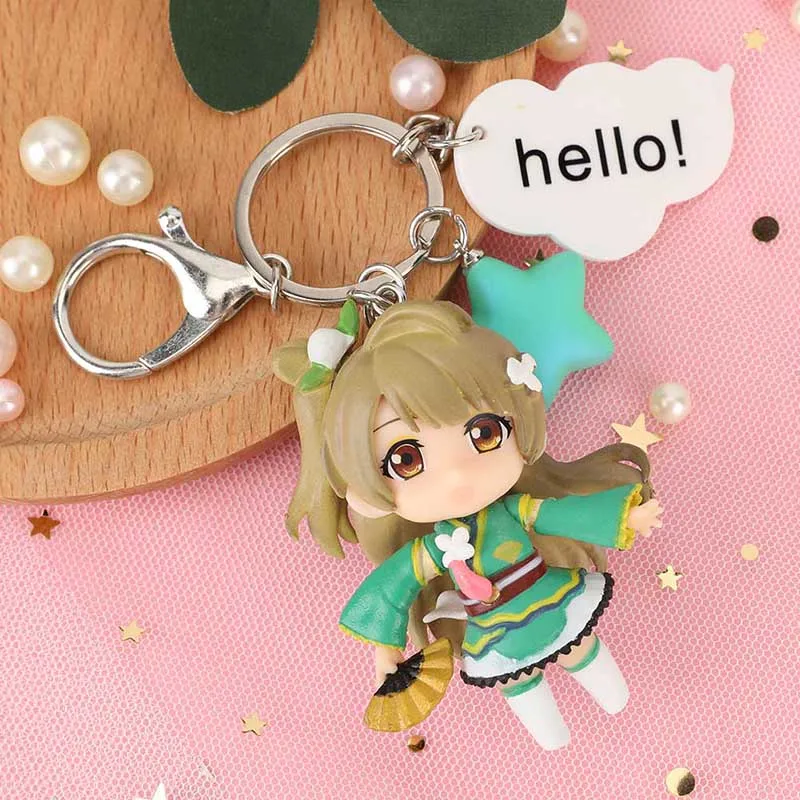 

2019 New Lovely Anime Love live PVC Keychain Lovelive Bag Pendant Key Chain Cosplay Figure Toy