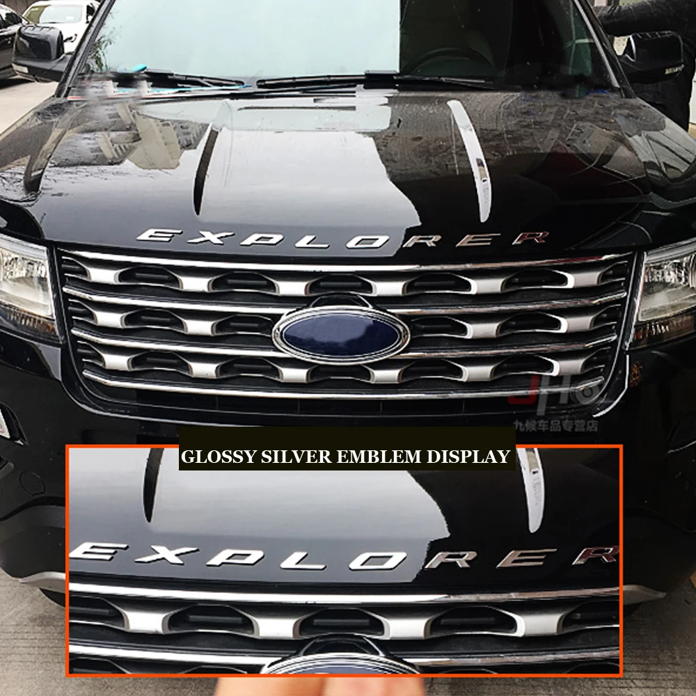 Buy Chrome Silver Car 3D EXPLORER Fixed Letters Hood