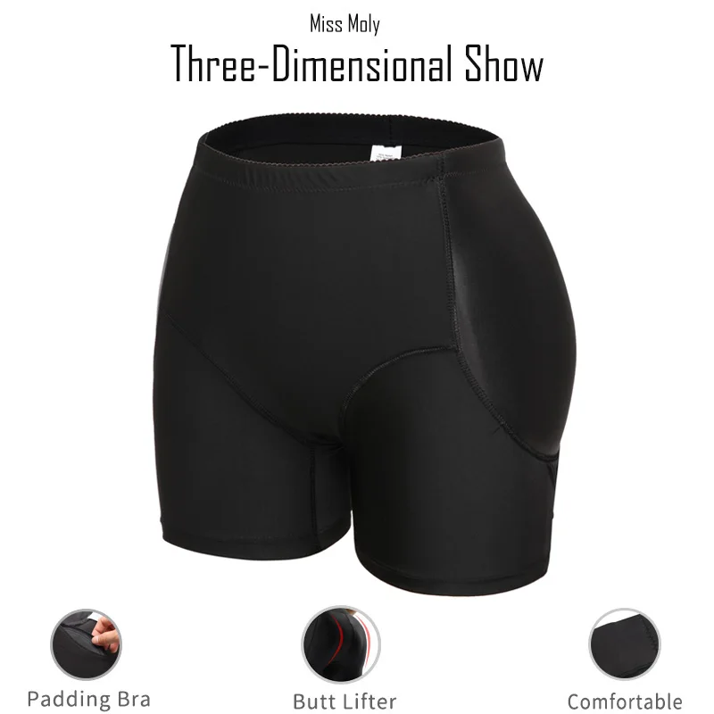 Невидимый мягкие трусики прикладом подъемник женщина Корректирующее белье Booty Enhancer Body Shaper штаны с подкладками пуш-ап для бедер коврик для моделирования формочек - Цвет: Black