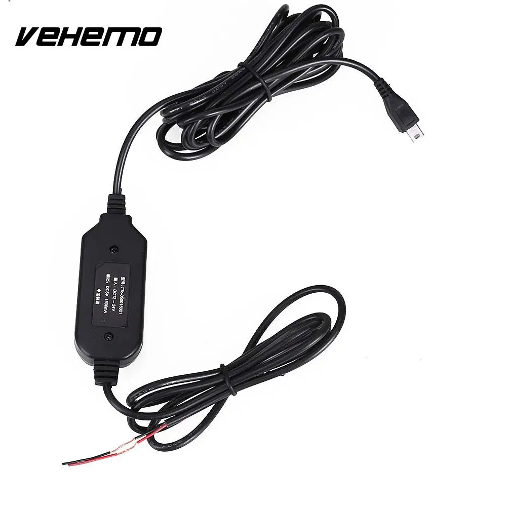 Vehemo Mini USB 12 В до 5 В Авто katallobar Мощность шнур Напряжение снижение кабель 300 см