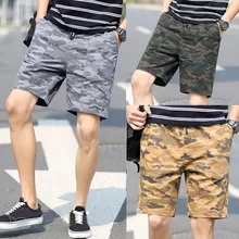 Повседневные пляжные шорты, мужские хлопковые летние шорты большого размера на завязках с камуфляжным принтом, пляжные шорты L0319