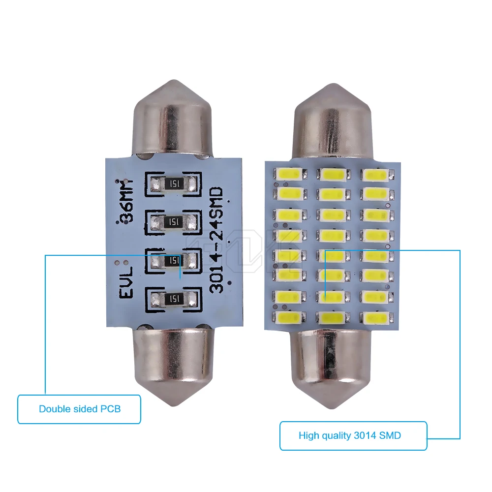 500 шт./лот Автомобильная лампочка для салона авто гирлянда 24smd 3014 led 31 мм/36 мм/39 мм/41 мм гирлянда светодиодная лампа-купол лампа 12 В