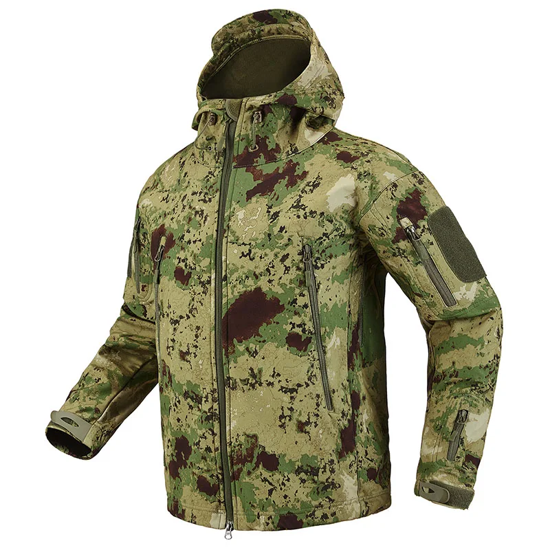 Refire gear камуфляжная военная куртка мужская водонепроницаемая мягкая оболочка тактическая куртка армейская одежда США зимнее флисовое пальто ветровка - Цвет: Green Camo