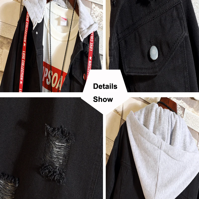 DIMUSI Mens Jackets Fashion Men Anorak Hip Hop Streetwear Jeans Jackets Men's Ripped Denim Jacket Cowboy Hoodies Coats 3XL DIMUSI Mens Jackets Fashion Men Anorak Hip Hop Streetwear Jeans Jackets Men's Ripped Denim Jacket Cowboy Hoodies Coats 3XL