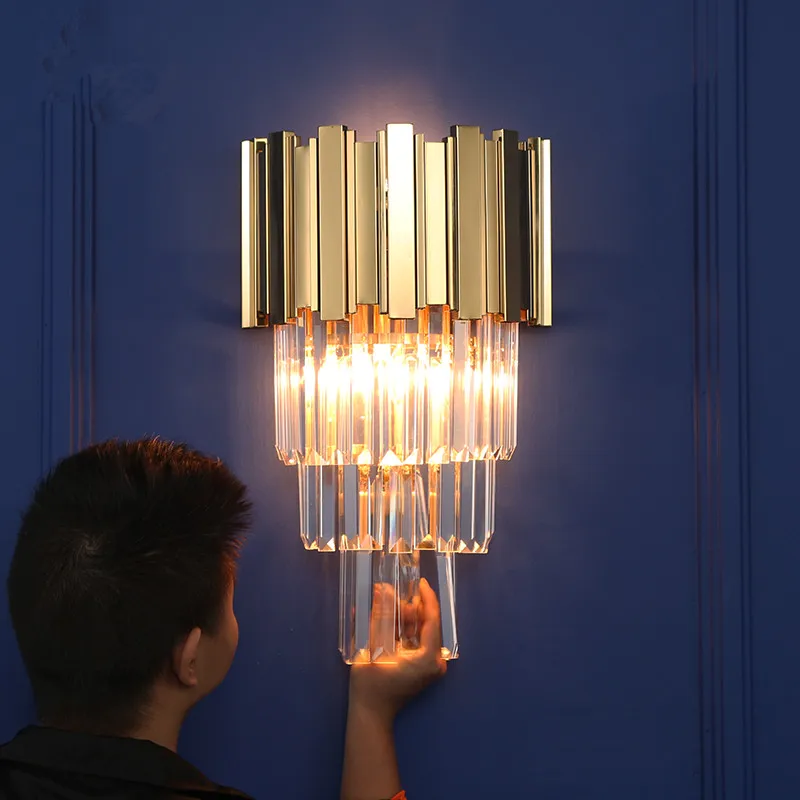 

IKVVT Post-modern Crystal Wall Lights Luxury Golden LED Wall Lamp Indoor Restaurant Livingroom Foyer Decorative Lighting Fixture