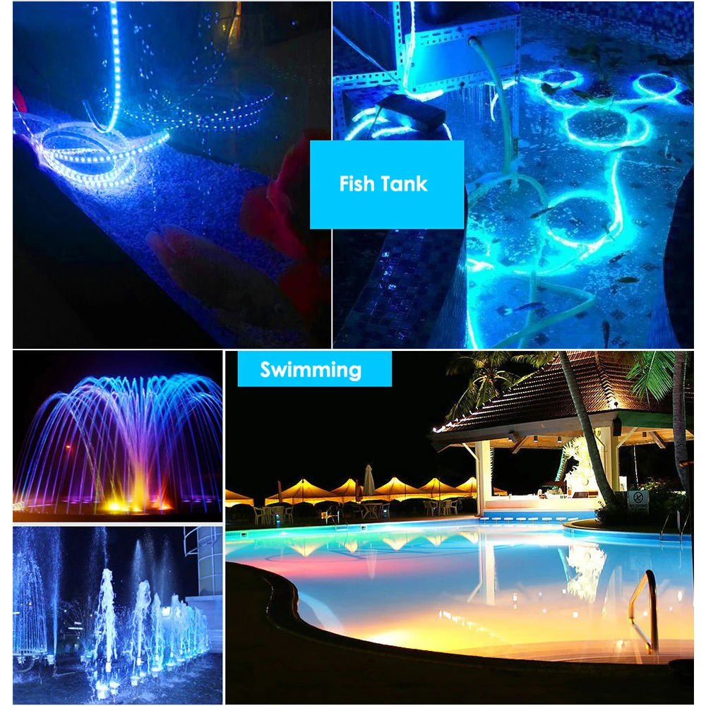 IP68 Водонепроницаемая светодиодная лента 5050 12 в 60 светодиодный/м белый теплый белый RGB, используется под водой для бассейна, аквариума, ванной