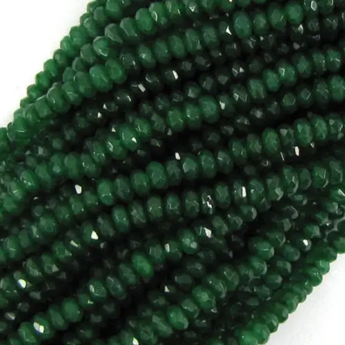 

shitou 00654 5strand 5X8MM FACETED EMERALD GREEN JADE RONDELLE BEADS 14-15IN