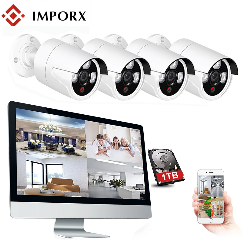IMPORX 4CH 720P HDMI WiFi NVR 4 шт. 1.0MP ИК наружная Водонепроницаемая CCTV Беспроводная IP камера