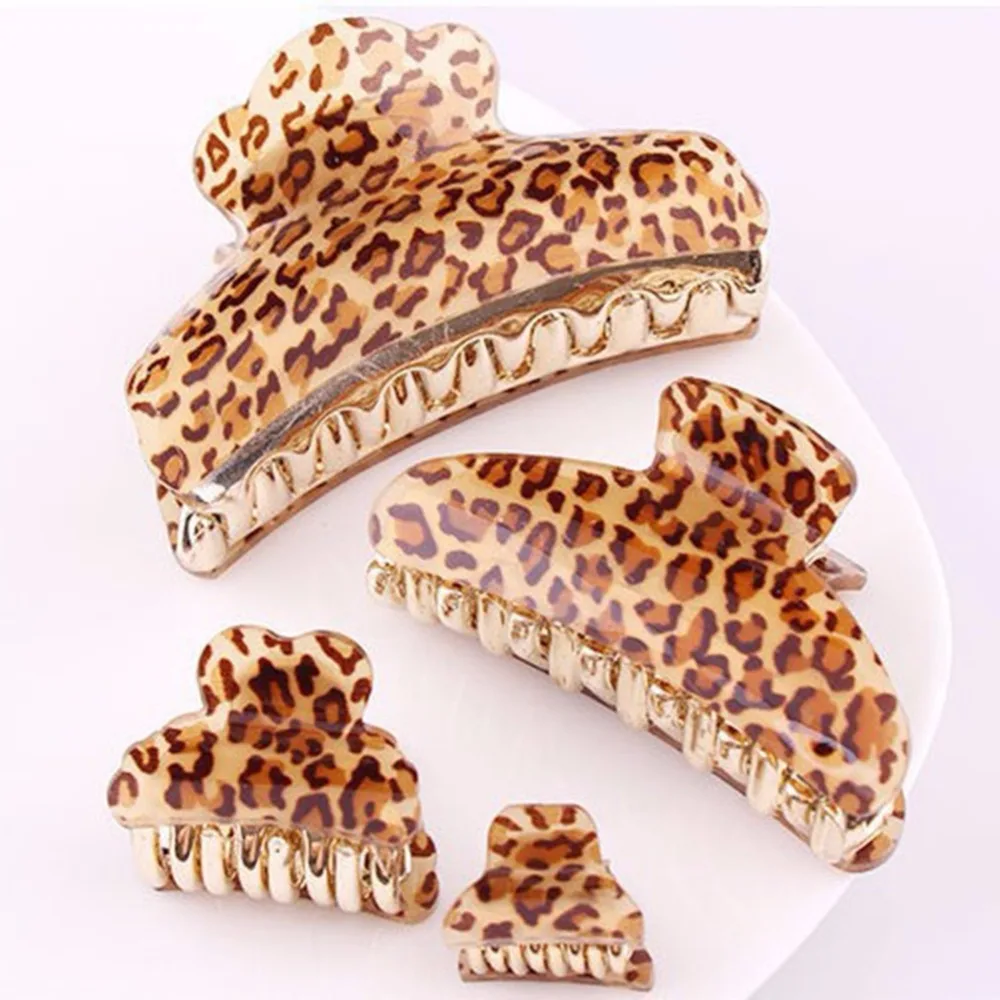 Sale Women Acrylic Fashion Leopard Hair Clip Hair Claws Hair Accessories 4 SizesHair Jewelry