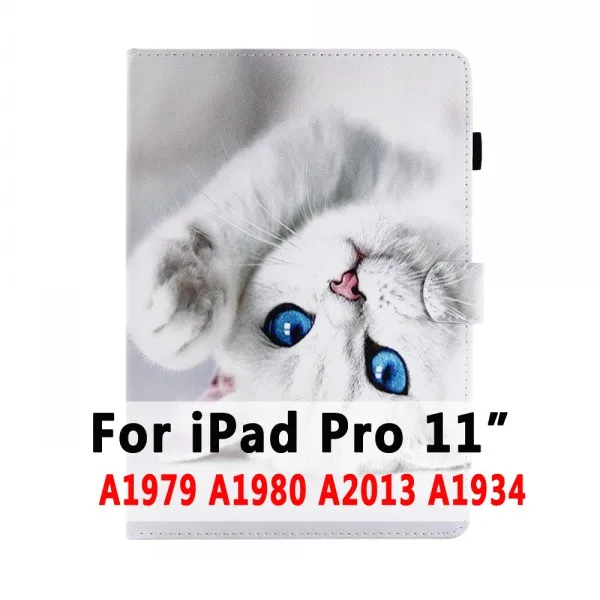 Чехол для iPad 6th поколения 5th Air 1/Air 2/Pro 9,7 10,5 11 Mini 1 2 3 4 7,9 чехол Funda с мультяшным котом Смарт кожаный чехол - Цвет: For iPad Pro 11