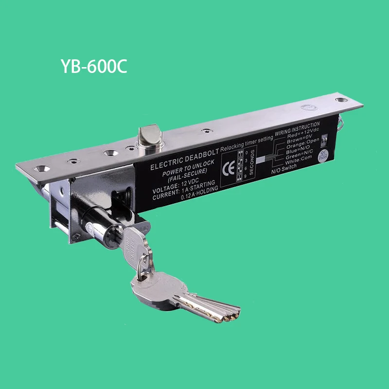 Отказоустойчивый Электрический Болт W/цилиндр силы ворота двери электрический откидной Болт замок YB-600 с ключами переключатель функция