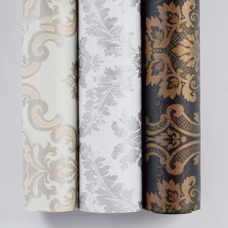 

50M*0.6M High Grade Black Gold Luxury Embossed Texture Metallic 3D Damask wallpaper for wall Roll washable Vinyl PVC Wall Paper