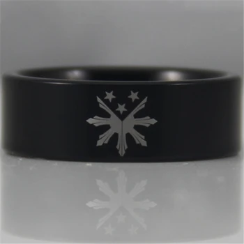 

YGK JEWELRY 8MM Black Pipe Filipino Flag Design New Tungsten Comfort Fit Ring