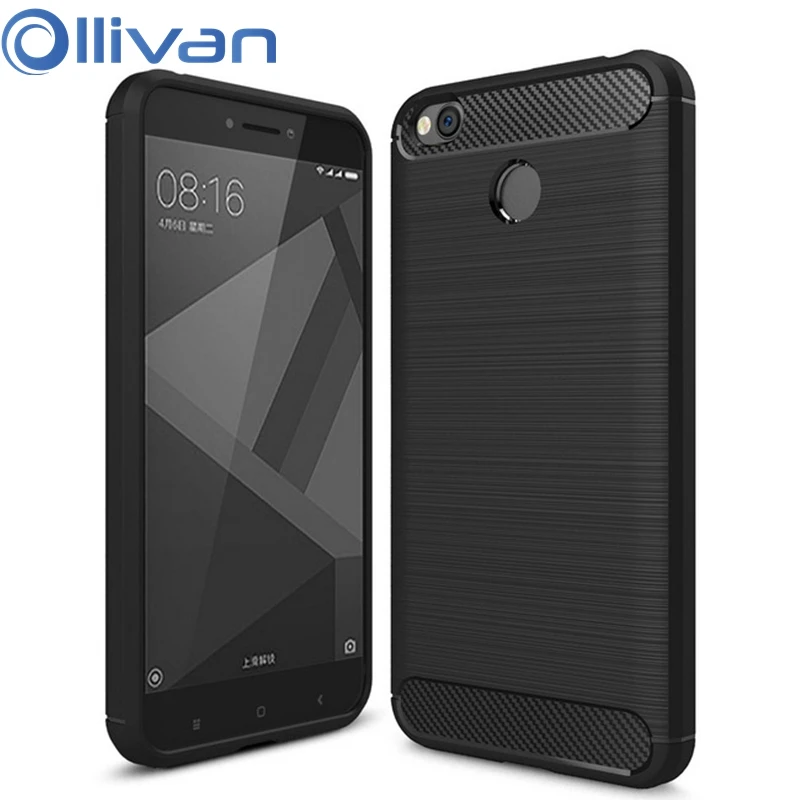 

OLLIVAN Hybrid Case For Xiaomi Redmi 4X Rugged armor Carbon Fiber Brushed Silicon Back Cover For Xiaomi Redmi 4X Case 4 X Fundas