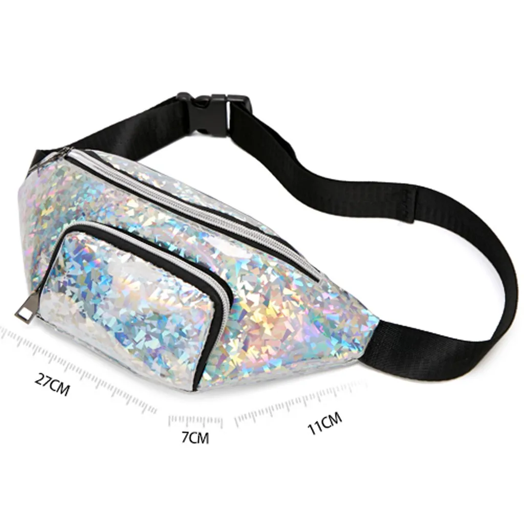 Женская поясная сумка голографические блестки Fanny Pack с лазерным рисунком для
