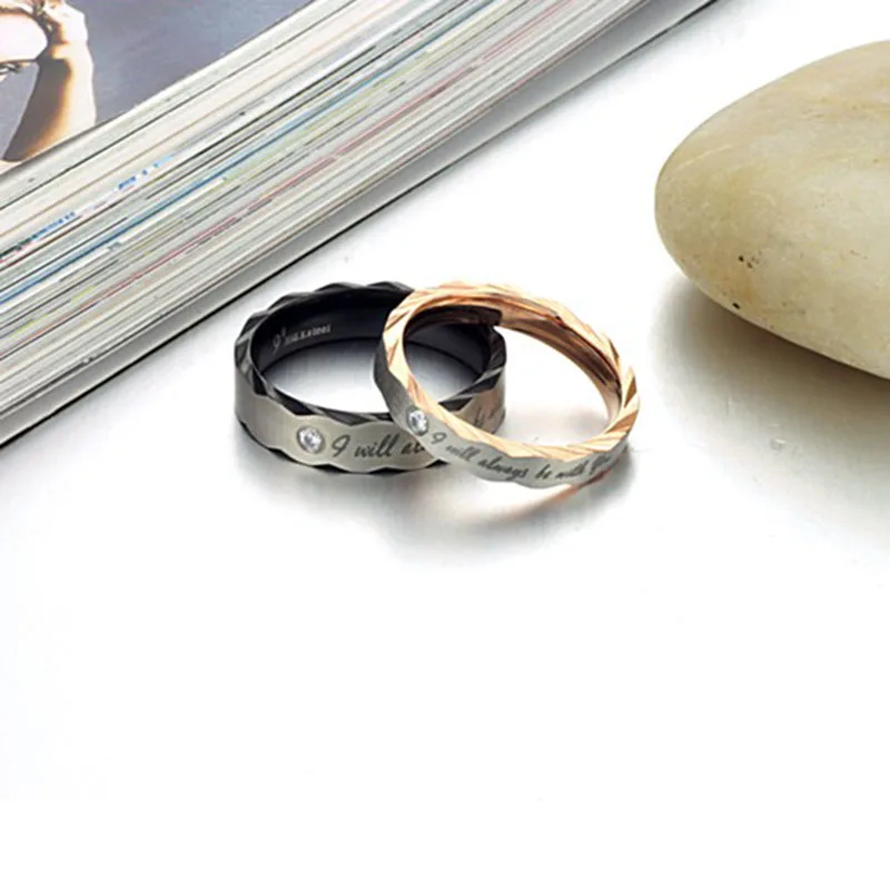 Meetcute Titanium Ring For Couple Promise Classic Print Rings Sets For Man Woman Wedding Couples Jewelry