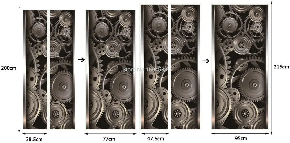 Современная креативная дверная Наклейка 3D стерео металлическая текстура Шестерня обои для гостиной домашний декор настенные наклейки ПВХ водонепроницаемые наклейки s