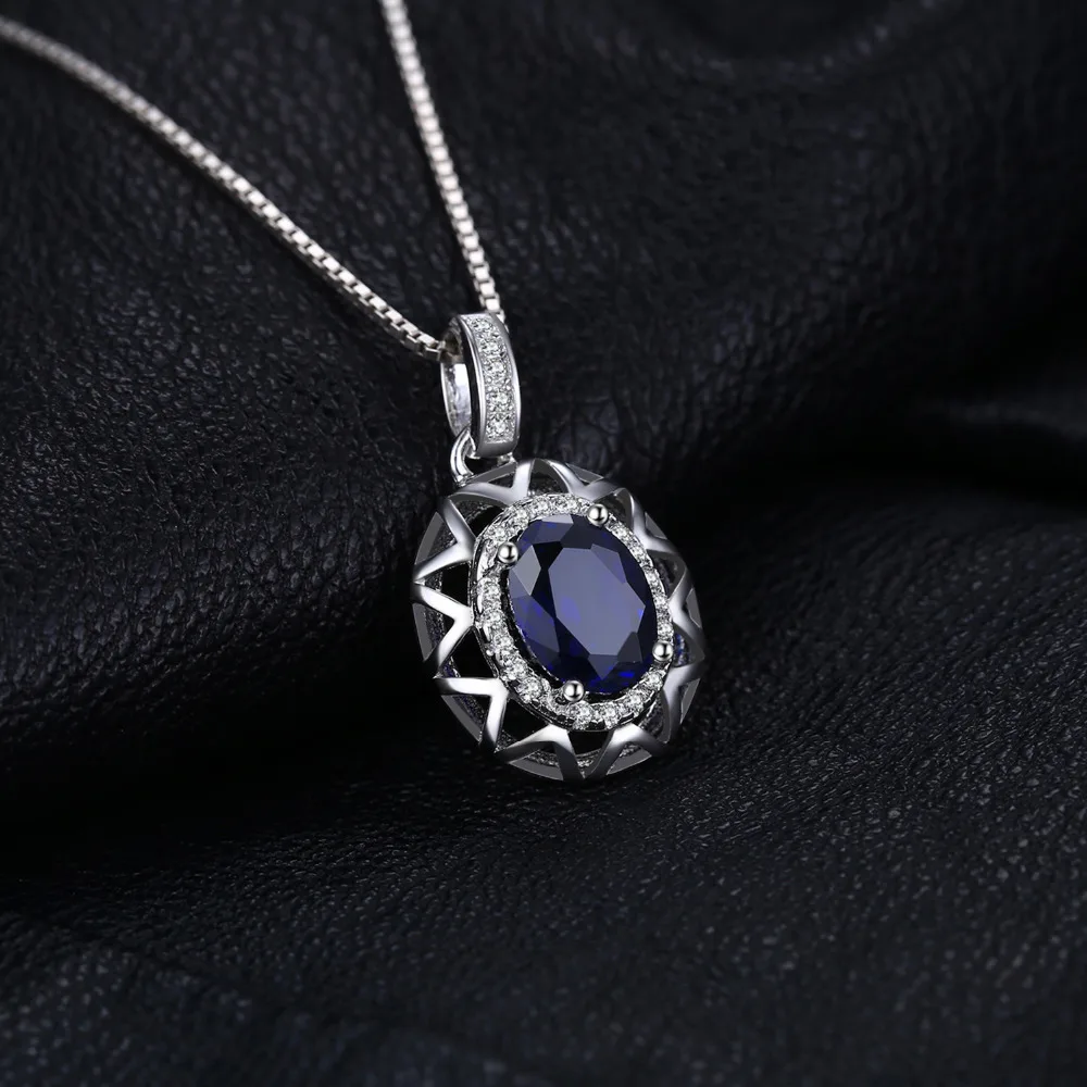 JewelryPalace Hot Sale Russian Design Real Blue Sapphire Pendant Solid 925 Sterling Solid Silver Amazing Jewelry No Chain
