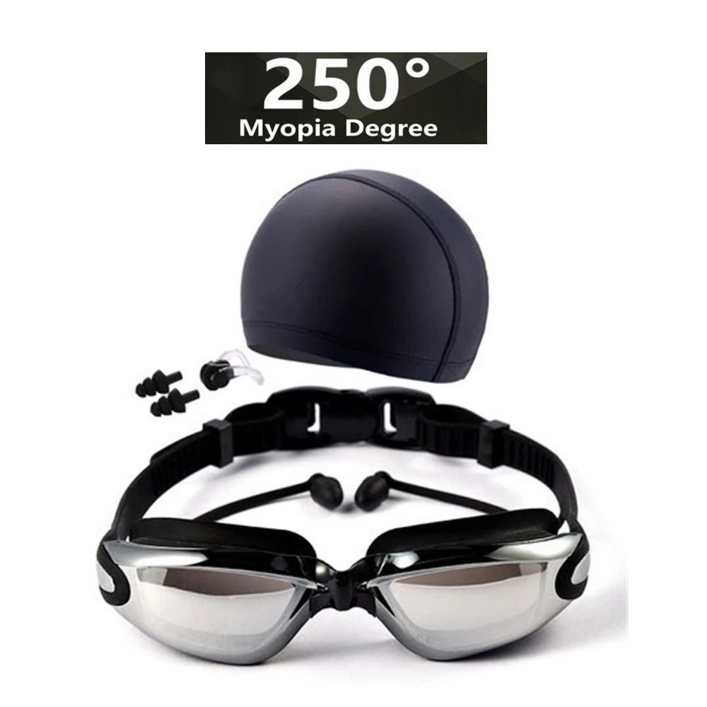HD близорукость Плавание ming очки 3 шт./компл. Анти-туман Очки для плавания Профессиональный вогнуто-Выпуклое стекло, plongee Для женщин Для мужчин Плавание очки - Цвет: 250Myopia