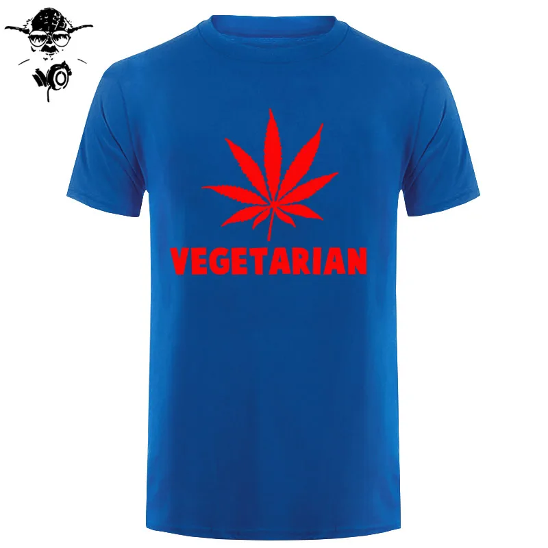 Vegan Вегетарианская Подарочная футболка для мужчин и женщин, футболка для мужчин с изображением животных, футболка для мужчин с зелеными листьями конопли, забавная футболка с коротким рукавом - Цвет: blue red