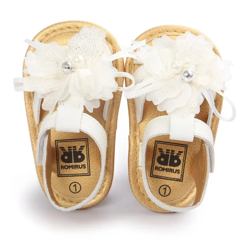 Летние Детские Босоножки Skidproof малышей для маленьких девочек Обувь с цветочным орнаментом босоножки из искусственной кожи - Цвет: Белый