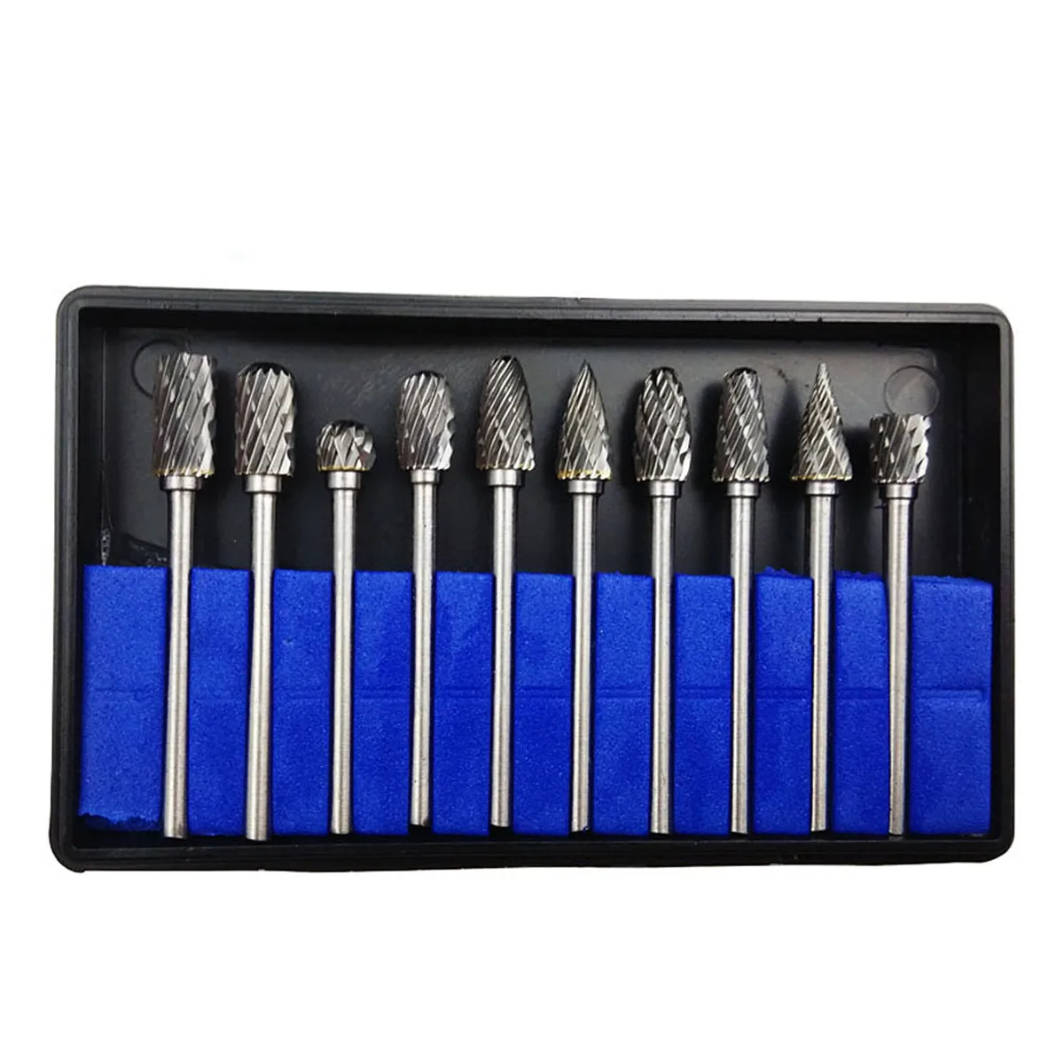 

10Pcs 1/8 inch Shank Tungsten Carbide Metal Rotary Drill Bits Tool Cutter Files Set Hex Shank Power Tools Accessories