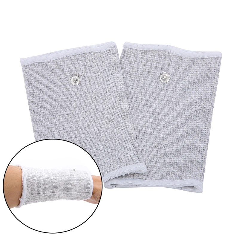 1Pair Conductive Silver Fiber Wristband Breathable Bracers TENS/EMS Electrode Therapy Electrotherapy Unit For Phycical Therapy