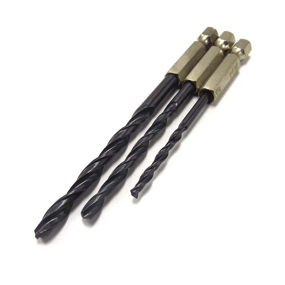 

HSS 15Pcs black Twisted Drill Bit Set Saw Set Steel Nitride 1/4 Hex Shank 3mm 4mm 5mm Black Drill Woodworker DIY Tools