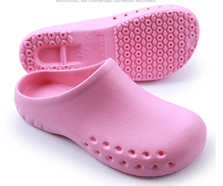 Новое поступление; медицинская обувь; нескользящая защитная обувь для медсестры; лабораторные тапочки; Рабочая обувь на плоской подошве; большие размеры - Цвет: Розовый