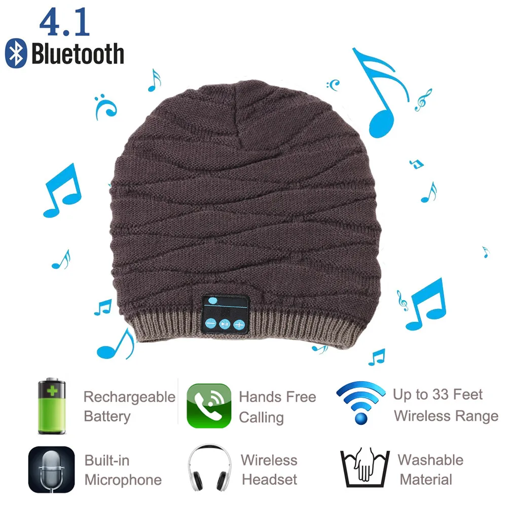 New2018 Топ Мода Bluetooth Smart Beanie зимняя вязаная шапка беспроводные музыкальные наушники Встроенный микрофон fones de ouvidodrop shopping