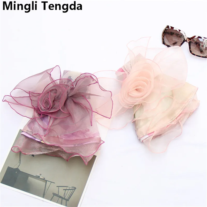 Mingli Tengda дешевая элегантная Свадебная шляпка из органзы Розовые/синие цветы головной убор для приемов шляпы и вуалетки шляпка Mariage