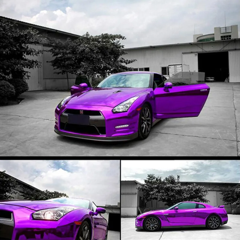 

The newest Purple Vinyl Film Wrap Color Change Car Body Chrome Mirror Sticker Decal Sheet