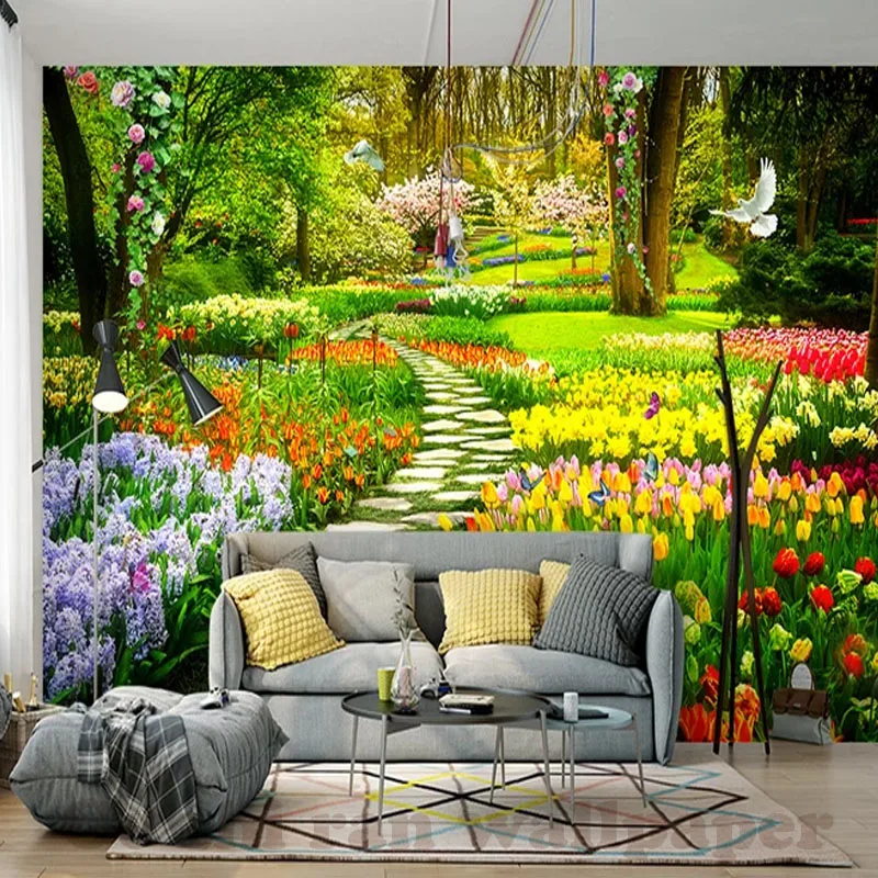 

Custom Photo Mural Wallpaper Park path natural landscape livingroom bedroom TV sofa backdrop WallPaper Home Decor