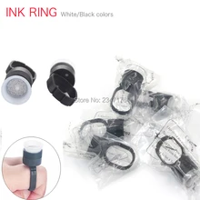 Татуировки чернил черный/белый колпачок пигментное кольцо чашка с наборы губок Перманентный макияж пластиковое кольцо/чернила татуировки чашки набор татуировки принадлежности