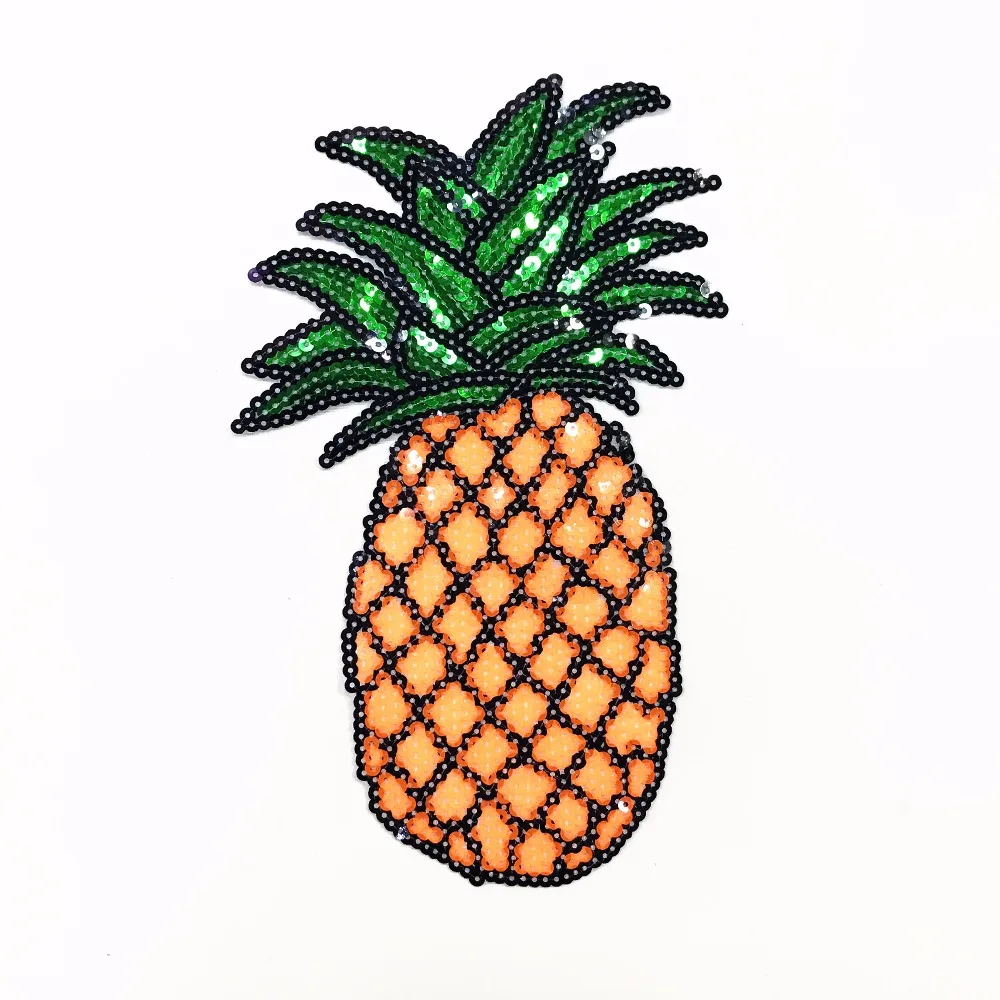 2pcs pineapple sequins patches vintage embroidery Fabric iron on