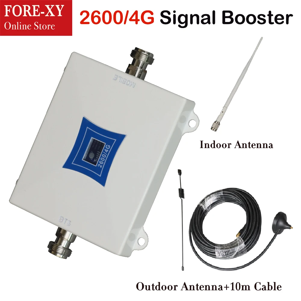 

LCD Display 4G LTE 2600mhz Mobile Phone Signal Amplifier 60dB Gain 4G Internet Cell Phone Cellular Booster Repeater + 4G Antenna